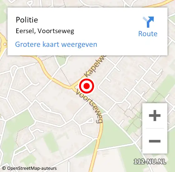 Locatie op kaart van de 112 melding: Politie Eersel, Voortseweg op 20 december 2024 20:49