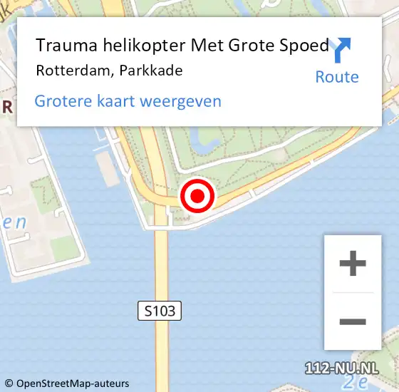 Locatie op kaart van de 112 melding: Trauma helikopter Met Grote Spoed Naar Rotterdam, Parkkade op 20 december 2024 20:53