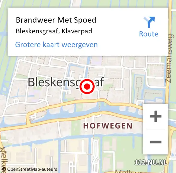 Locatie op kaart van de 112 melding: Brandweer Met Spoed Naar Bleskensgraaf, Klaverpad op 20 december 2024 20:54