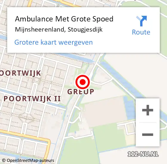 Locatie op kaart van de 112 melding: Ambulance Met Grote Spoed Naar Mijnsheerenland, Stougjesdijk op 20 december 2024 21:11