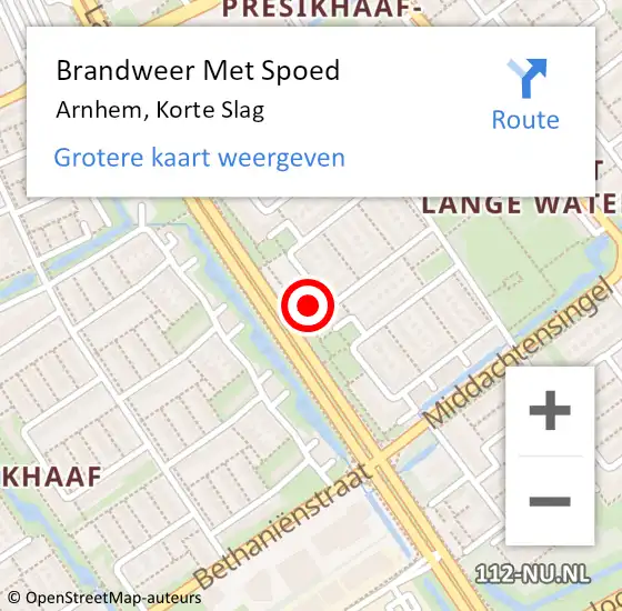 Locatie op kaart van de 112 melding: Brandweer Met Spoed Naar Arnhem, Korte Slag op 20 december 2024 21:30