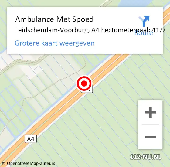 Locatie op kaart van de 112 melding: Ambulance Met Spoed Naar Leidschendam-Voorburg, A4 hectometerpaal: 41,9 op 20 december 2024 21:31