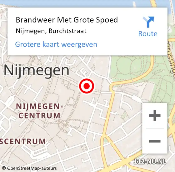 Locatie op kaart van de 112 melding: Brandweer Met Grote Spoed Naar Nijmegen, Burchtstraat op 20 december 2024 21:33