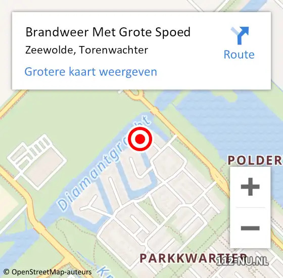 Locatie op kaart van de 112 melding: Brandweer Met Grote Spoed Naar Zeewolde, Torenwachter op 20 december 2024 21:38