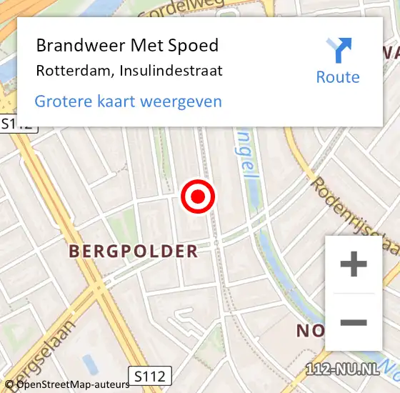 Locatie op kaart van de 112 melding: Brandweer Met Spoed Naar Rotterdam, Insulindestraat op 20 december 2024 22:13