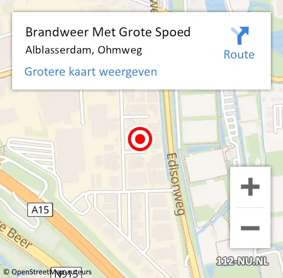 Locatie op kaart van de 112 melding: Brandweer Met Grote Spoed Naar Alblasserdam, Ohmweg op 20 december 2024 22:20