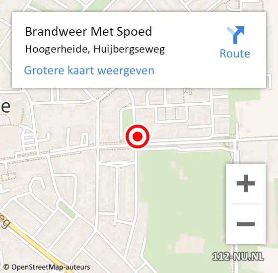 Locatie op kaart van de 112 melding: Brandweer Met Spoed Naar Hoogerheide, Huijbergseweg op 20 december 2024 23:01