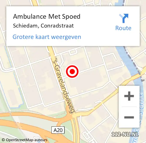 Locatie op kaart van de 112 melding: Ambulance Met Spoed Naar Schiedam, Conradstraat op 20 december 2024 23:01