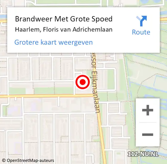 Locatie op kaart van de 112 melding: Brandweer Met Grote Spoed Naar Haarlem, Floris van Adrichemlaan op 20 december 2024 23:15