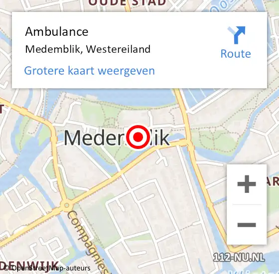 Locatie op kaart van de 112 melding: Ambulance Medemblik, Westereiland op 20 december 2024 23:18