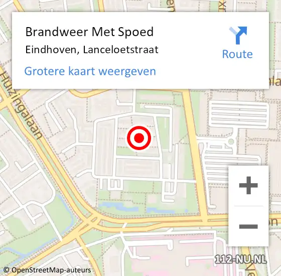 Locatie op kaart van de 112 melding: Brandweer Met Spoed Naar Eindhoven, Lanceloetstraat op 20 december 2024 23:19