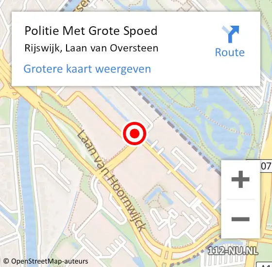 Locatie op kaart van de 112 melding: Politie Met Grote Spoed Naar Rijswijk, Laan van Oversteen op 20 december 2024 23:28