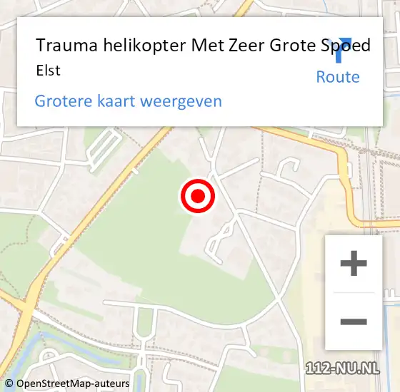 Locatie op kaart van de 112 melding: Trauma helikopter Met Zeer Grote Spoed Naar Elst op 20 december 2024 23:29