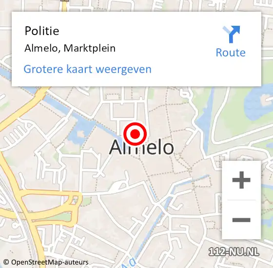 Locatie op kaart van de 112 melding: Politie Almelo, Marktplein op 21 december 2024 00:16