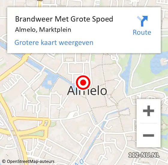 Locatie op kaart van de 112 melding: Brandweer Met Grote Spoed Naar Almelo, Marktplein op 21 december 2024 00:17