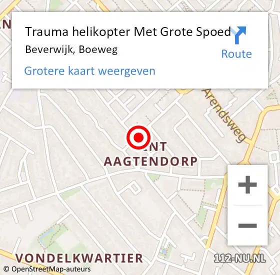 Locatie op kaart van de 112 melding: Trauma helikopter Met Grote Spoed Naar Beverwijk, Boeweg op 21 december 2024 00:17