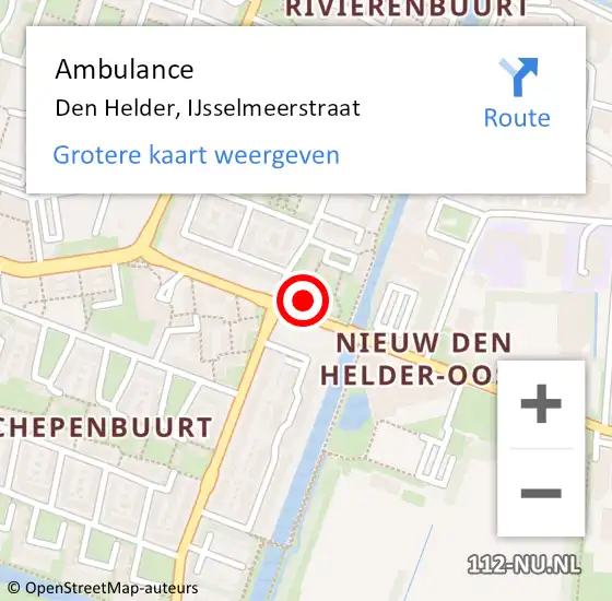 Locatie op kaart van de 112 melding: Ambulance Den Helder, IJsselmeerstraat op 21 december 2024 00:24