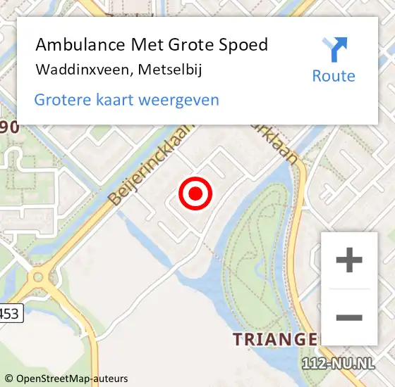 Locatie op kaart van de 112 melding: Ambulance Met Grote Spoed Naar Waddinxveen, Metselbij op 21 december 2024 00:29