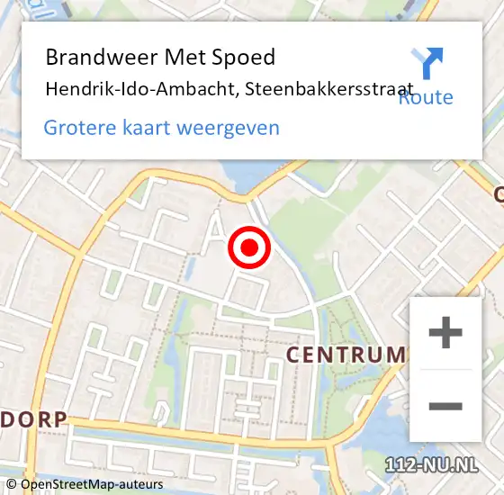 Locatie op kaart van de 112 melding: Brandweer Met Spoed Naar Hendrik-Ido-Ambacht, Steenbakkersstraat op 21 december 2024 00:31