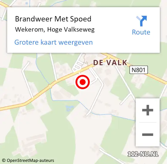 Locatie op kaart van de 112 melding: Brandweer Met Spoed Naar Wekerom, Hoge Valkseweg op 21 december 2024 01:04