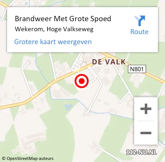 Locatie op kaart van de 112 melding: Brandweer Met Grote Spoed Naar Wekerom, Hoge Valkseweg op 21 december 2024 01:05