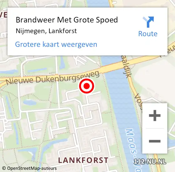 Locatie op kaart van de 112 melding: Brandweer Met Grote Spoed Naar Nijmegen, Lankforst op 21 december 2024 01:25