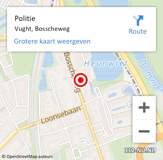 Locatie op kaart van de 112 melding: Politie Vught, Bosscheweg op 21 december 2024 01:42