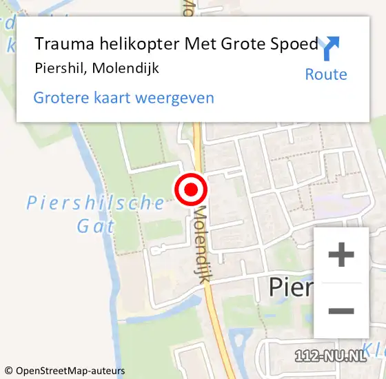 Locatie op kaart van de 112 melding: Trauma helikopter Met Grote Spoed Naar Piershil, Molendijk op 21 december 2024 01:59