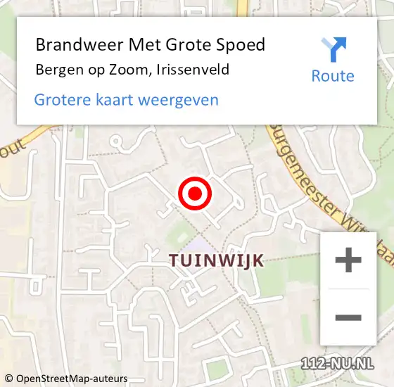 Locatie op kaart van de 112 melding: Brandweer Met Grote Spoed Naar Bergen op Zoom, Irissenveld op 21 december 2024 02:22