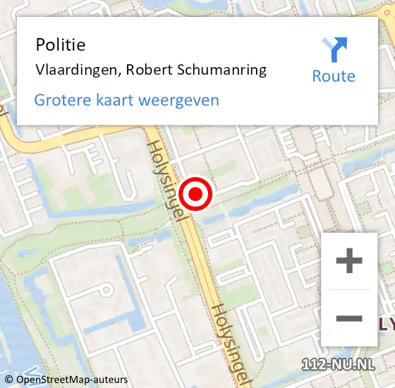 Locatie op kaart van de 112 melding: Politie Vlaardingen, Robert Schumanring op 21 december 2024 03:10