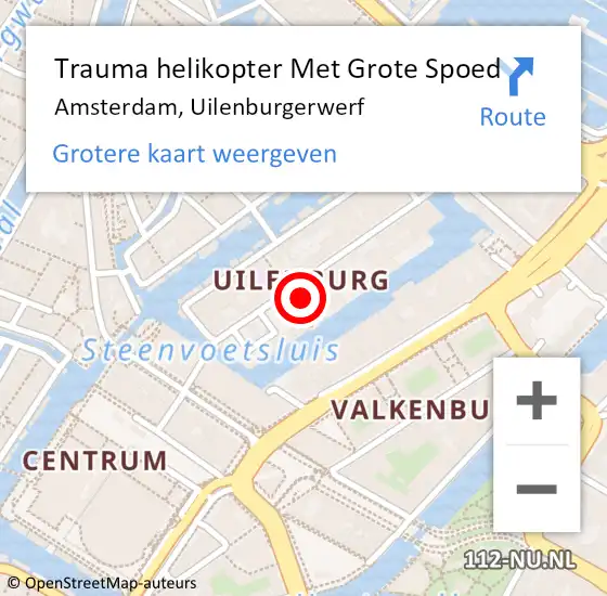 Locatie op kaart van de 112 melding: Trauma helikopter Met Grote Spoed Naar Amsterdam, Uilenburgerwerf op 21 december 2024 03:12