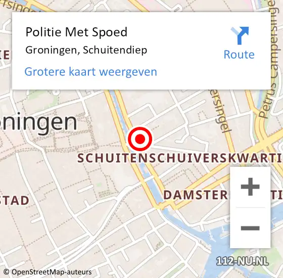 Locatie op kaart van de 112 melding: Politie Met Spoed Naar Groningen, Schuitendiep op 21 december 2024 03:20