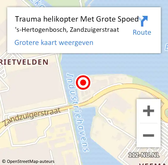 Locatie op kaart van de 112 melding: Trauma helikopter Met Grote Spoed Naar 's-Hertogenbosch, Zandzuigerstraat op 21 december 2024 03:21