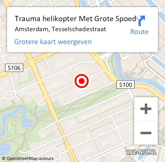 Locatie op kaart van de 112 melding: Trauma helikopter Met Grote Spoed Naar Amsterdam, Tesselschadestraat op 21 december 2024 03:30