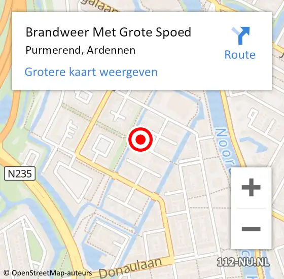 Locatie op kaart van de 112 melding: Brandweer Met Grote Spoed Naar Purmerend, Ardennen op 21 december 2024 03:36