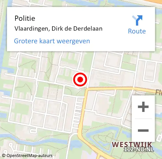 Locatie op kaart van de 112 melding: Politie Vlaardingen, Dirk de Derdelaan op 21 december 2024 03:39