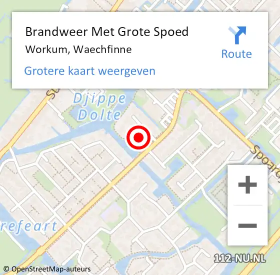 Locatie op kaart van de 112 melding: Brandweer Met Grote Spoed Naar Workum, Waechfinne op 21 december 2024 04:00