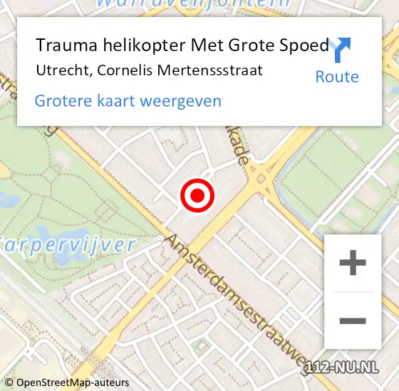 Locatie op kaart van de 112 melding: Trauma helikopter Met Grote Spoed Naar Utrecht, Cornelis Mertenssstraat op 21 december 2024 04:07