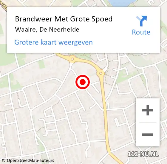 Locatie op kaart van de 112 melding: Brandweer Met Grote Spoed Naar Waalre, De Neerheide op 21 december 2024 04:12