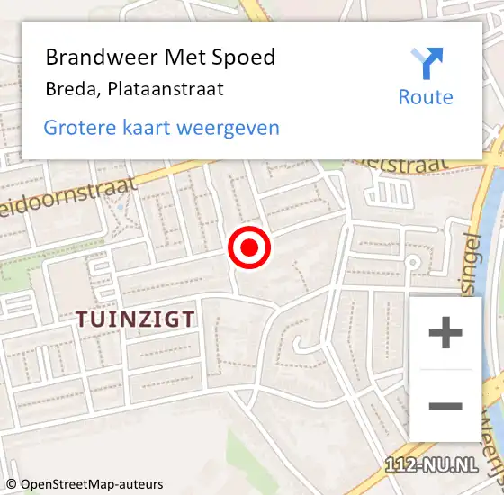 Locatie op kaart van de 112 melding: Brandweer Met Spoed Naar Breda, Plataanstraat op 21 december 2024 07:01