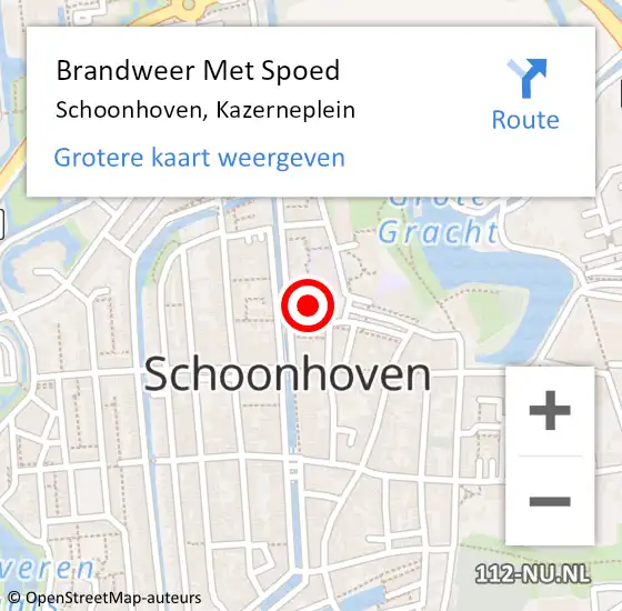 Locatie op kaart van de 112 melding: Brandweer Met Spoed Naar Schoonhoven, Kazerneplein op 21 december 2024 07:55