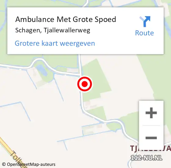 Locatie op kaart van de 112 melding: Ambulance Met Grote Spoed Naar Schagen, Tjallewallerweg op 21 december 2024 08:54