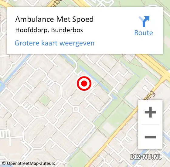 Locatie op kaart van de 112 melding: Ambulance Met Spoed Naar Hoofddorp, Bunderbos op 21 december 2024 09:07