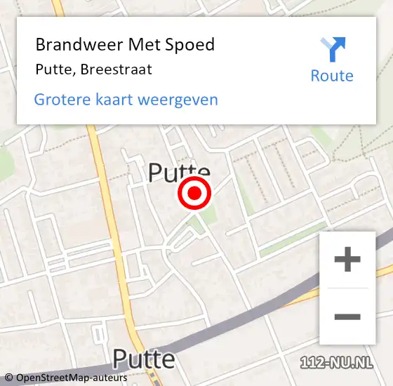 Locatie op kaart van de 112 melding: Brandweer Met Spoed Naar Putte, Breestraat op 21 december 2024 09:39