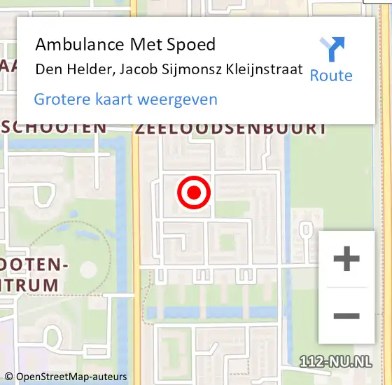 Locatie op kaart van de 112 melding: Ambulance Met Spoed Naar Den Helder, Jacob Sijmonsz Kleijnstraat op 21 december 2024 09:47