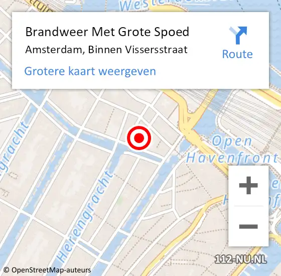 Locatie op kaart van de 112 melding: Brandweer Met Grote Spoed Naar Amsterdam, Binnen Vissersstraat op 21 december 2024 09:49