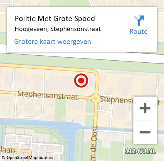 Locatie op kaart van de 112 melding: Politie Met Grote Spoed Naar Hoogeveen, Stephensonstraat op 21 december 2024 09:54