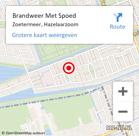 Locatie op kaart van de 112 melding: Brandweer Met Spoed Naar Zoetermeer, Hazelaarzoom op 21 december 2024 10:11