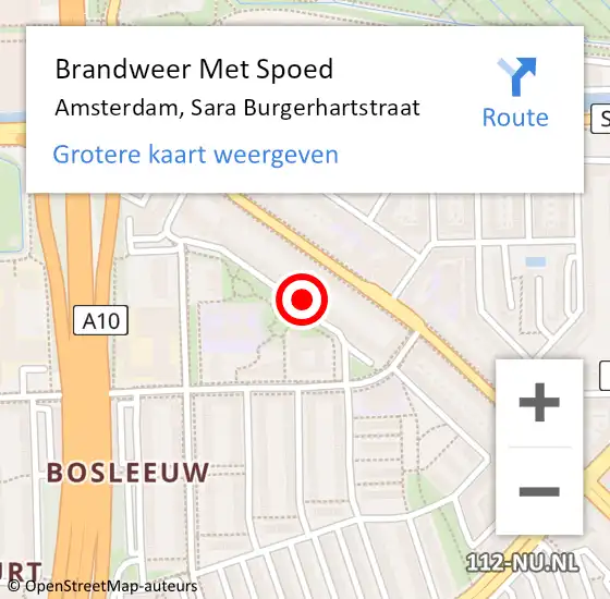 Locatie op kaart van de 112 melding: Brandweer Met Spoed Naar Amsterdam, Sara Burgerhartstraat op 21 december 2024 10:16