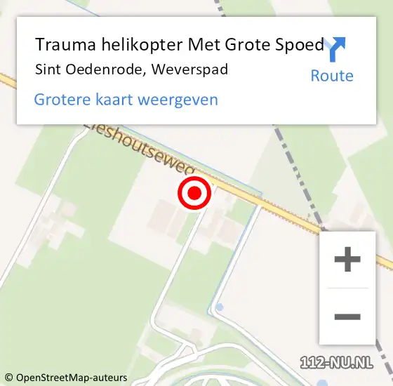 Locatie op kaart van de 112 melding: Trauma helikopter Met Grote Spoed Naar Sint Oedenrode, Weverspad op 21 december 2024 10:35